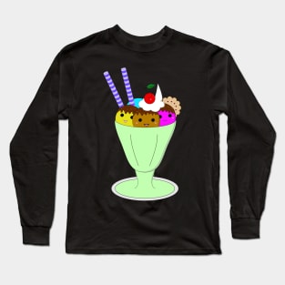 Cute Kawaii Ice cream with cherry Long Sleeve T-Shirt